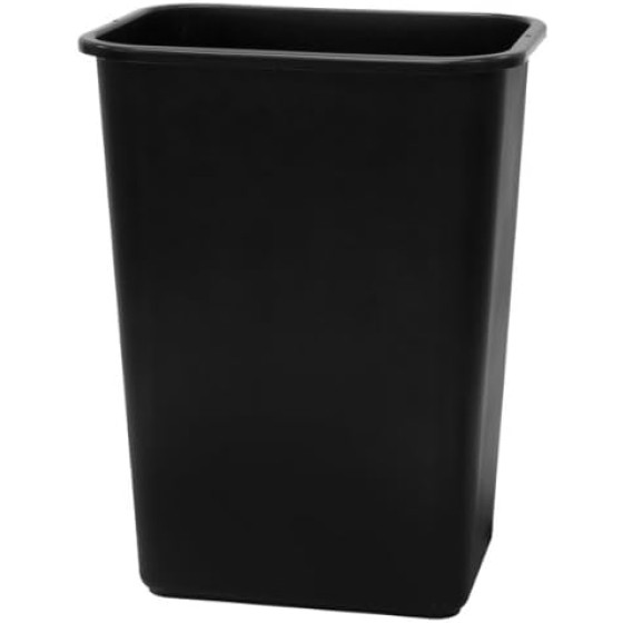 WB0060 Black Plastic 41 Quart Office Wastebastket-10.25 Gallon Trash Can in Black