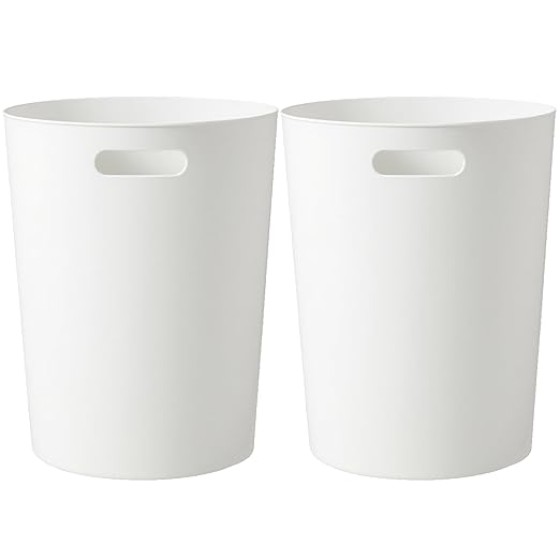 2 Pack Small Trash Can 1.8 Gallon Waste Basket Bathroom Garbage Can Recycling Bin for Dorms Bedrooms Offices Kitchens, White