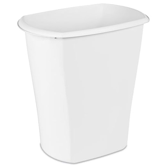 Kitchen Trash Can, 10 Gallon Plastic Garbage Bin with No Lid, White