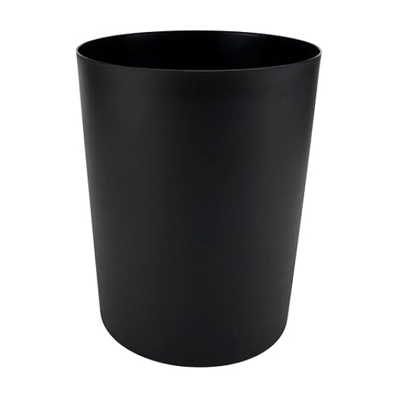 Bathroom Trash Can, 5 Gallon Plastic Garbage Bucket Bin with No Lid, Black Matte