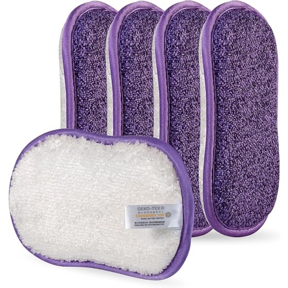 Kitchen Dish Sponge Scrubber Non Scratch, Dishcloth No Odor Reusable Washable Multipurpose Scrub Pads Sponges Heavy Duty for Dawn Dish Soap Cleaning of Sink Pans